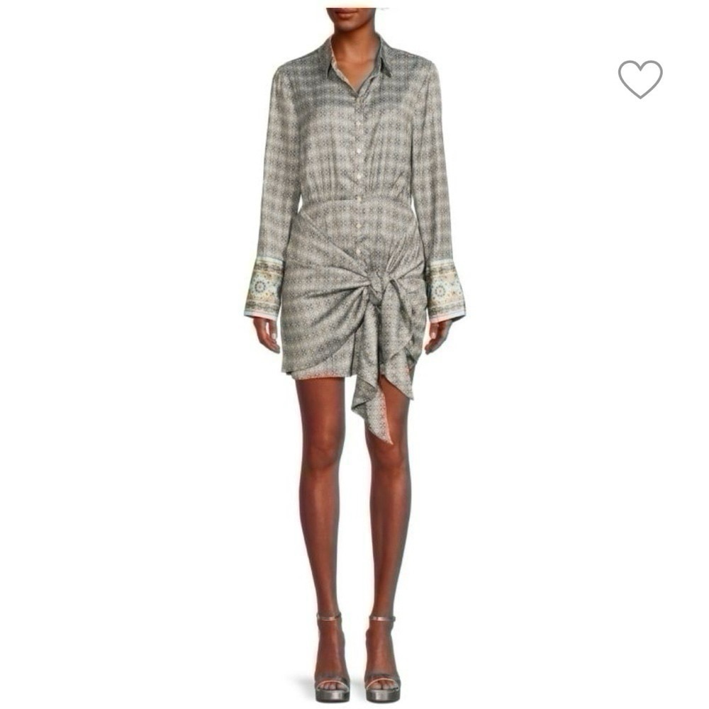 NEW Free People Women’s Silky Rillo Print Mini Shirtdress Navy Combo